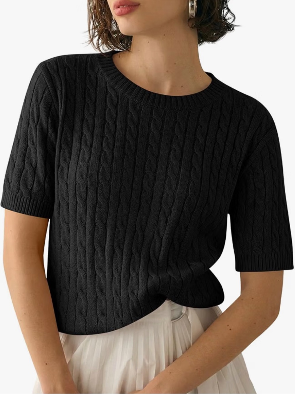 Amazon Womens Cable Knit Sweater Short Sleeve